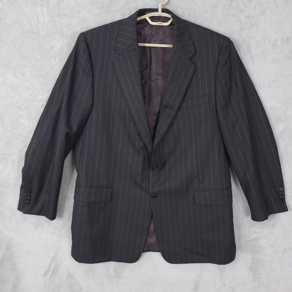 Hickey Freeman Blazer Mens 38R Gray Pinstripe Wool Loro Piana Super 120s USA